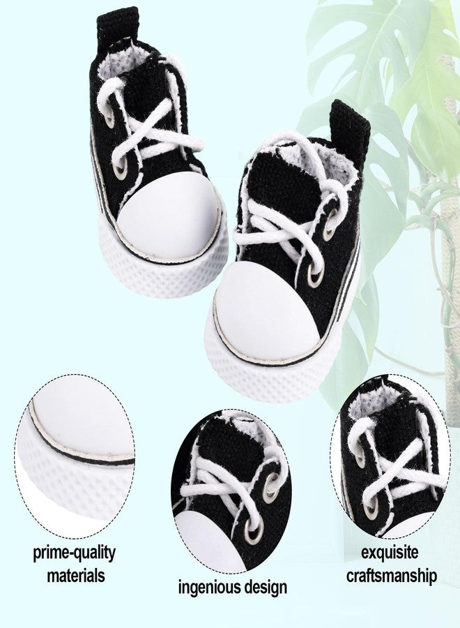 Fukaisu 1 Pair Doll Canvas Shoes, Stylish & Versatile Mini Sneakers Lace-Up Shoes for 17cm/15cm Toy Outfit Accessories Party Decoration No Doll Included(Black) - Image 3